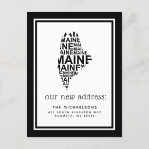 We've Moved Maine Typography Holiday Postcard