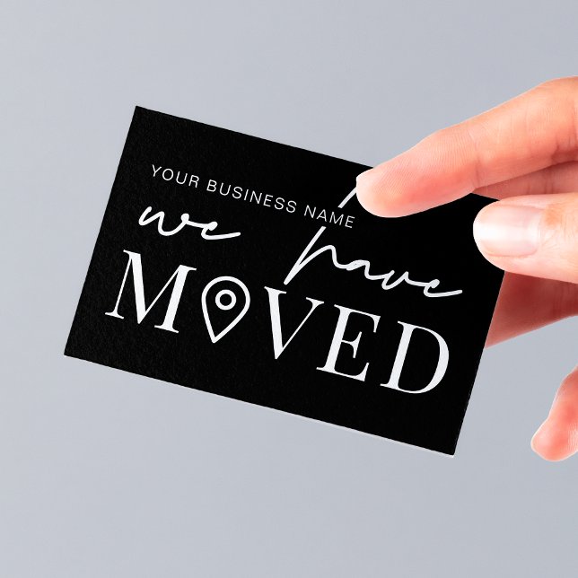We've Moved Minimal Business Office Address Change Note Card (Minimalist black and white office address change announcement note cards for business)