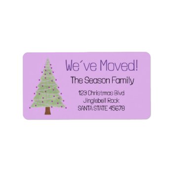 We've Moved Minimalist Christmas Tree  Label by PortoSabbiaNatale at Zazzle