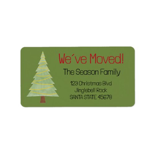 Weve Moved Minimalist Christmas Tree  Label