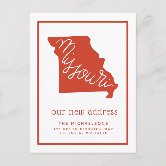 We've Moved | Missouri Typography Holiday Postcard (Front)