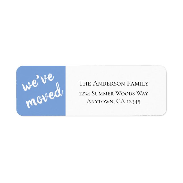 We've Moved | Modern Blue Return Address Label (Front)