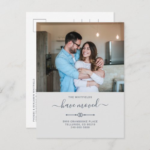 Weve Moved Modern Couple Photo Moving Announcement Postcard