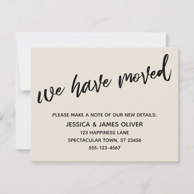 We've Moved Modern Handwriting Cream Card (Front)