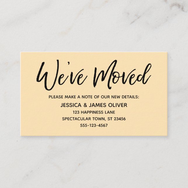 We've Moved Modern Handwriting Peach Insert Card (Front)