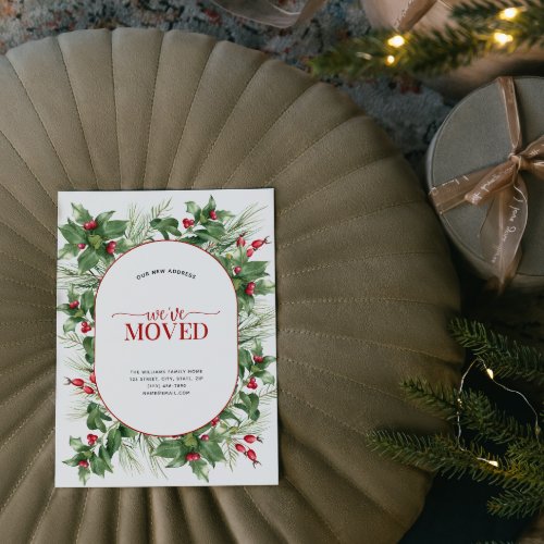 Weve Moved Modern Holly Berry Moving Announcement