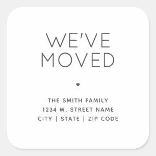 We've Moved Modern Minimalist Black and White Anno Square Sticker