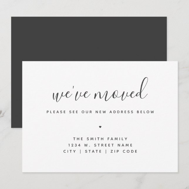 We've Moved Modern Minimalist Calligraphy New Home Announcement (Front/Back)