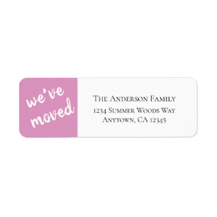 We've Moved   Modern Pink Return Address Label