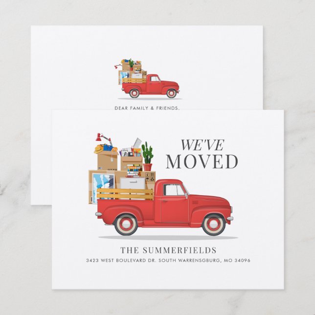 We've Moved Modern Red Truck Moving Announcement (Front/Back)