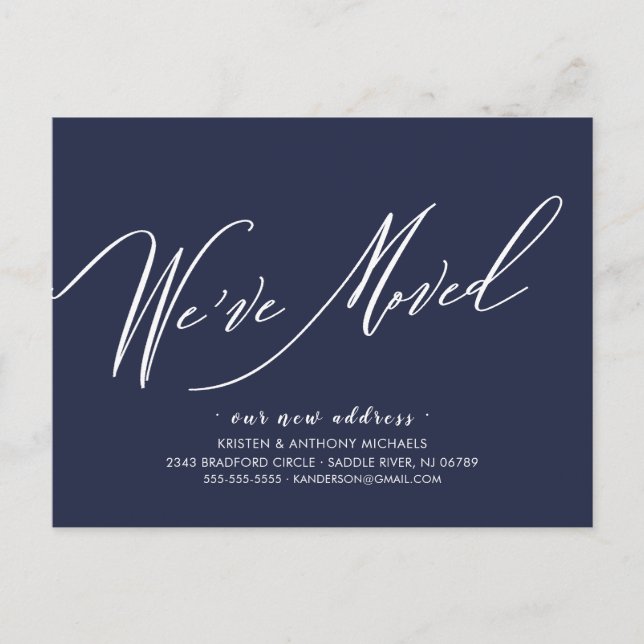 We've Moved Modern Script Moving Announcement Postcard (Front)