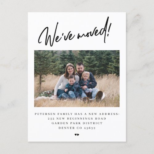 Weve moved modern simple photo moving announcement postcard