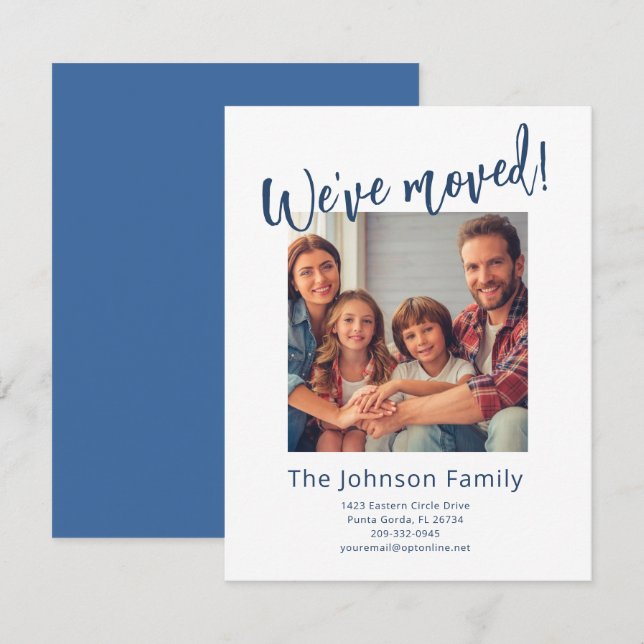 We've Moved Modern Stylish Family Photo Budget   Announcement (Front/Back)