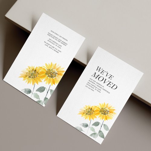 Weve Moved Modern Watercoler Sunflower Moving Business Card