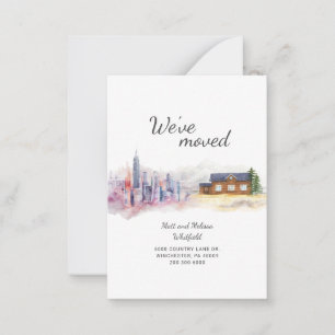 We've Moved Modern Watercolor Country Moving Note Card