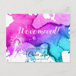 We've moved Modern Watercolor Salon New Address Announcement Postcard