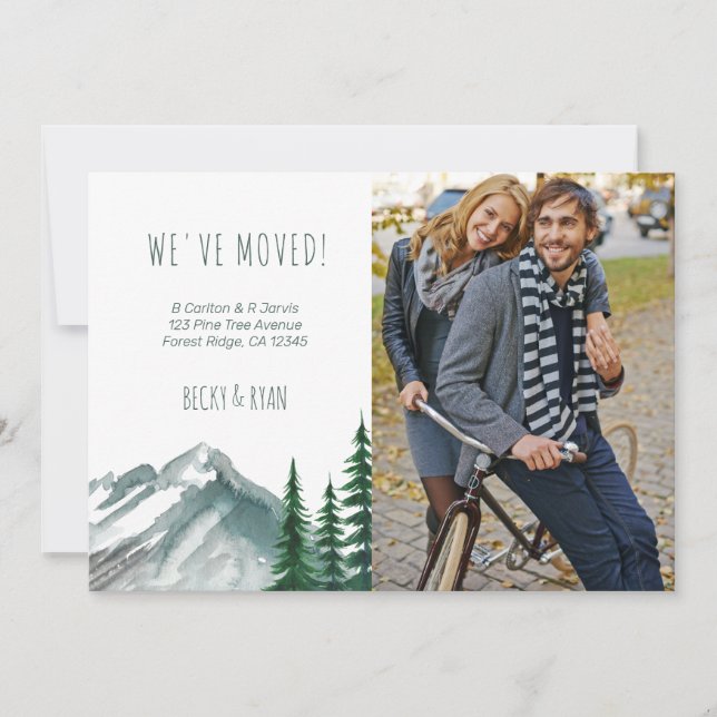 We've Moved Mountain Forest Photo Moving Announcement (Front)