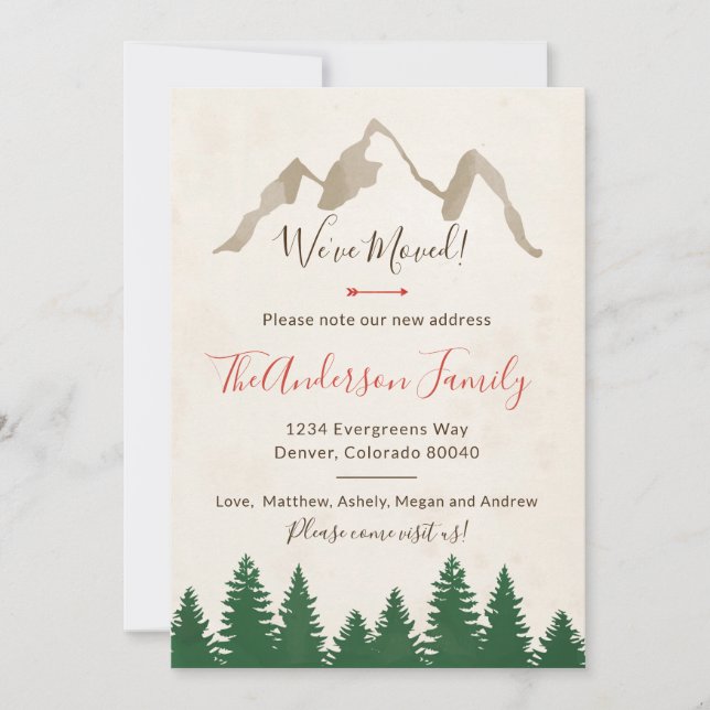 We've Moved Mountains Forest Invitation Card (Front)