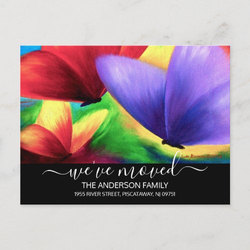 Weve Moved Moving Announcement Butterfly Painting Postcard