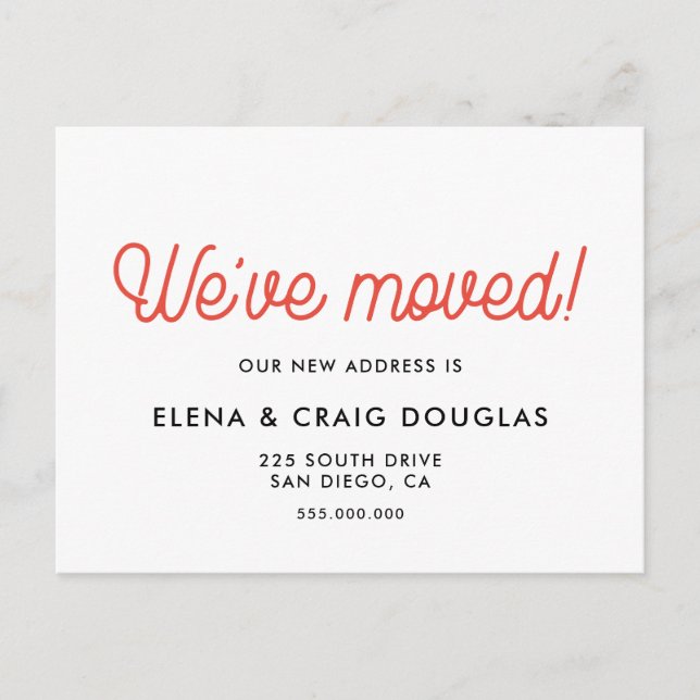 We've moved - Moving announcement Postcard (Front)