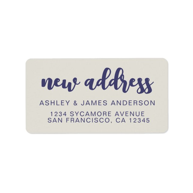 We've Moved Navy Blue Gray New Address Label (Front)
