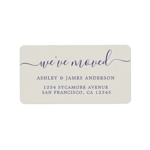 Weve Moved Navy Blue Gray New Address label