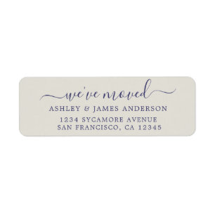 We've Moved Navy Blue Gray New Address label