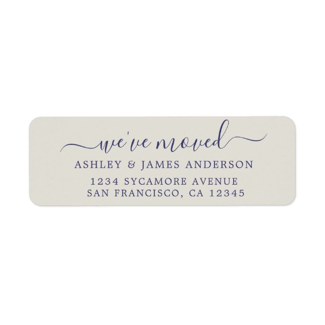 We've Moved Navy Blue Gray New Address label (Front)