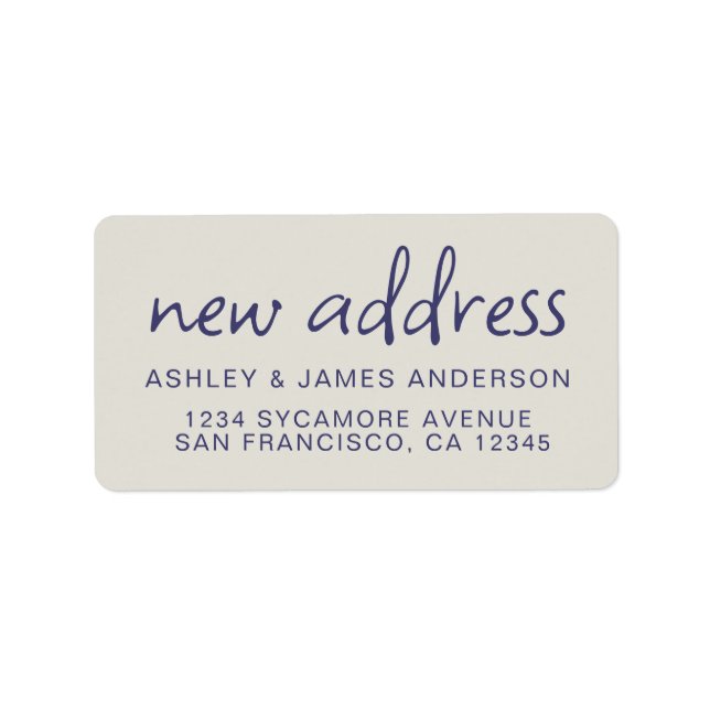 We've Moved Navy Blue Gray New Address Label (Front)