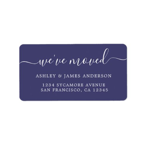 Weve Moved Navy Blue New Address label