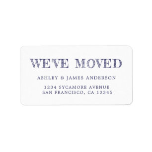 We've Moved Navy Blue White New Address label