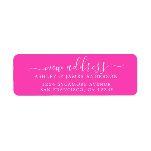 Weve Moved Neon Pink New Address Label