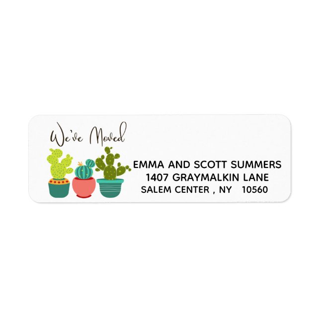 We've Moved New Address Announcement Cactus Label (Front)
