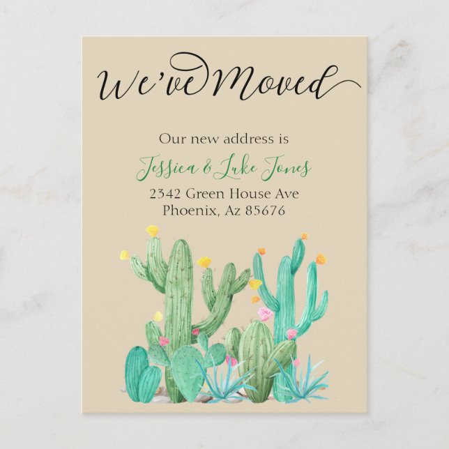 We've  Moved New Address Announcement House Cactus (Front)