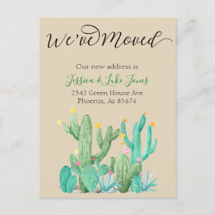 We've Moved New Address Announcement House Cactus Postcard