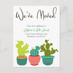 We've Moved New Address Announcement House Cactus Postcard