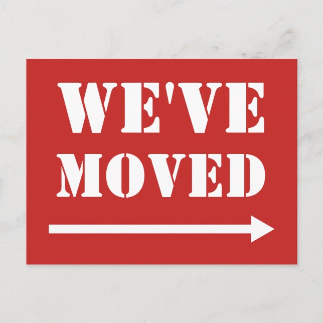 We've moved new address arrow moving postcard (Front)