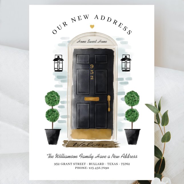 We've Moved - New Address Black Watercolor Door Announcement (Creator Uploaded)