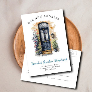 We've Moved New Address black Watercolor Door Announcement Postcard