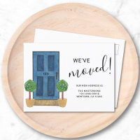 We've Moved New Address Blue Watercolor Door