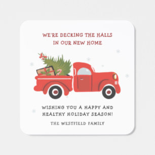 We've Moved New Address Christmas Moving Square Sticker