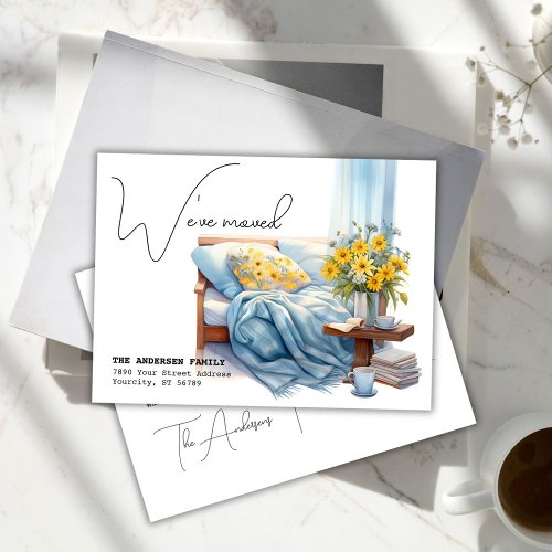 Weve Moved New Address Couch Watercolor Moving Announcement Postcard