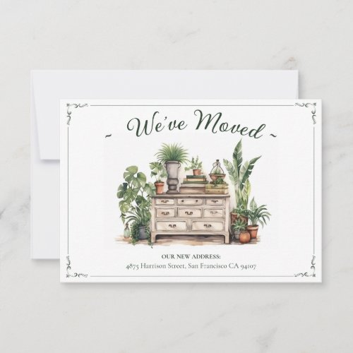 Weve Moved New Address Cozy Interior Watercolor  Announcement