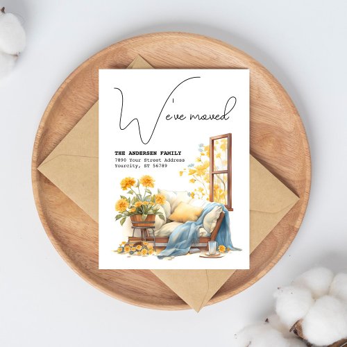 Weve Moved New Address Floral Watercolor Moving Announcement Postcard