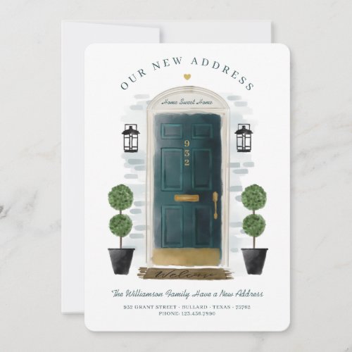 Weve Moved _ New Address Green Watercolor Door Announcement