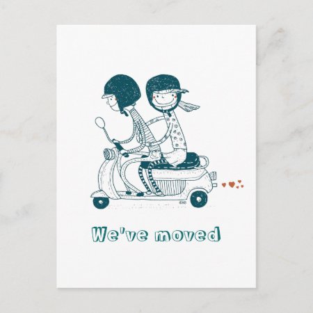 We've Moved New Address Love Couple On  Announcement Postcard