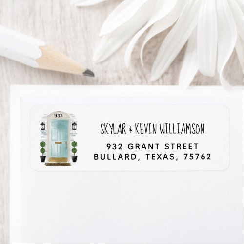 Weve Moved _ New Address Mint Watercolor Door Label