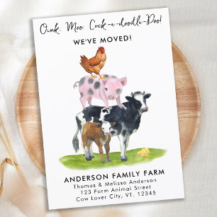 We've Moved New Address Modern Farm Animals Moving Announcement Postcard