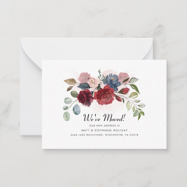 We've Moved New Address Modern Floral Moving Note Card (Front)