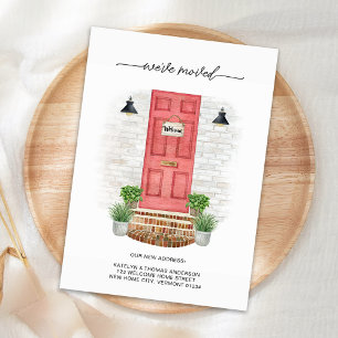 We've Moved New Address Modern Watercolor Red Door Note Card